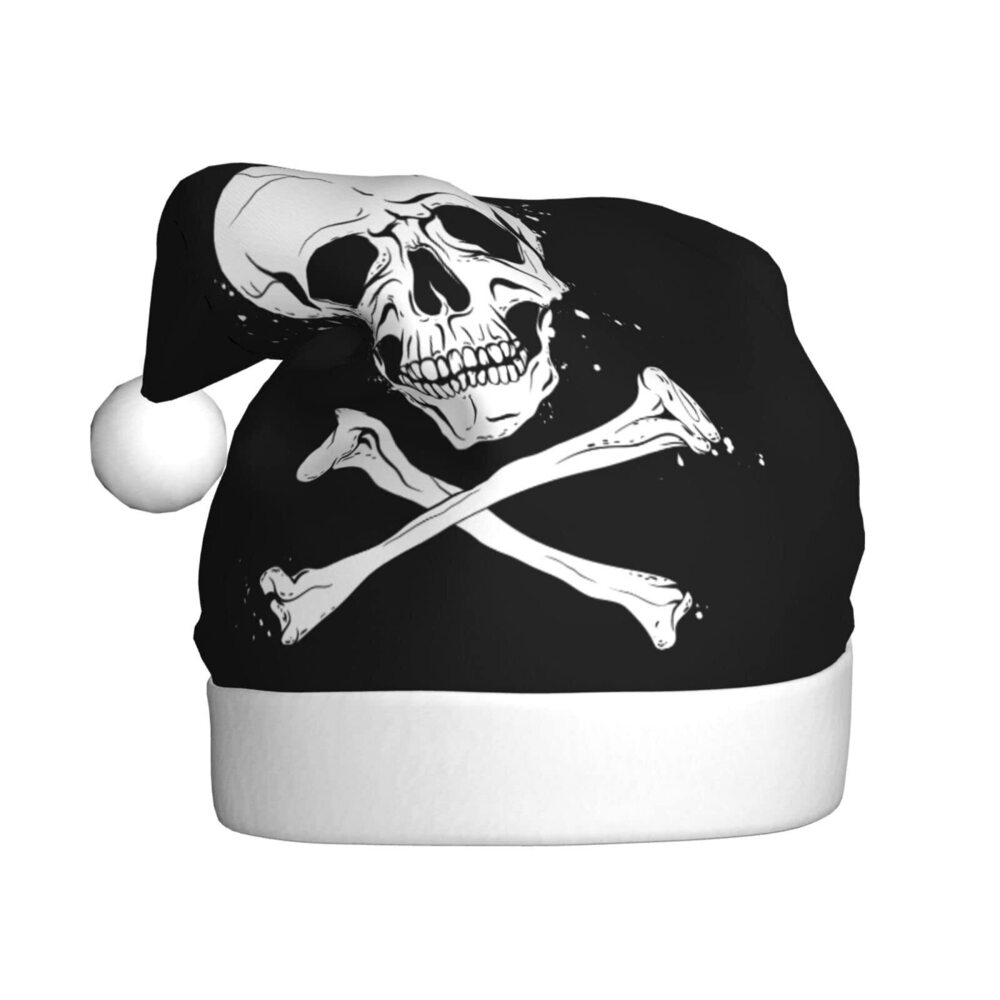 2953 Crossbones Pirate Flag Plush Santa Hat Unisex Christmas Hat